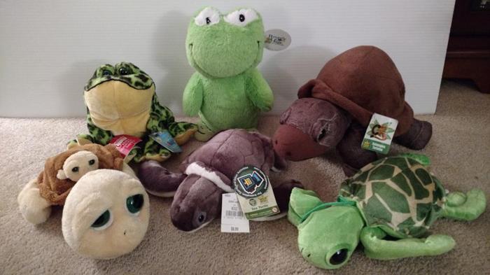 6 Assorted Plush Turtles/Frogs