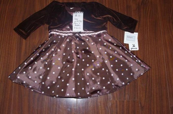 NEW WITH TAGS 3-6m BROWN&PINK POLKA DOT MARC&MADDIE Dress