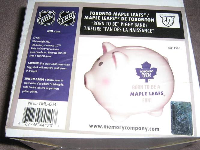 Toronto Maple Leafs Baby Piggy Bank-New In Box!