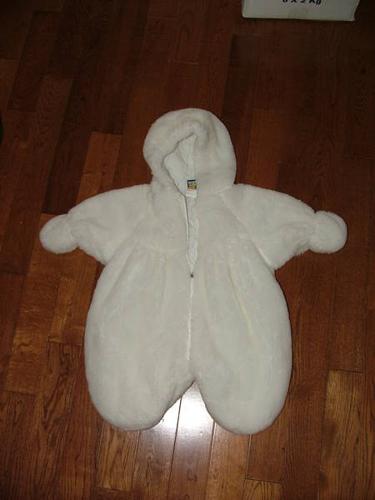 White Fleece Snowsuit for Baby boy or girl Size 3-6 months