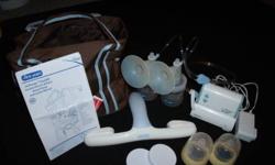 Picture 1 First Years mipump Double Breast Pump with all accessories shown (used) $50
Picture 2 & 3 Medela Mini Electric Single Breast Pump comes with accessoris shown in orignial box (used) $50
Picture 3 Born Free 4oz bottles 3 Glass and one Plastic $5
