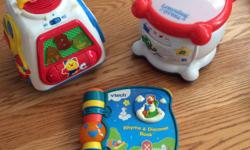 3 Electronic Toddler Learning Toys. 1 is FisherPrice. 1 is Vtech. 1 is LeapFrog. All work but sorry batteries are not included. I am asking $10 for the lot.