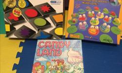 3 award winning games for sale (Qwirkle, Froggy Boogie, and Candy Land).
All pieces included. Everything like new.