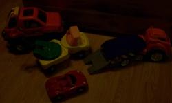 three trucks and one car, well played with and lots of play left. from a smoke free home