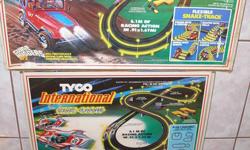 VINTAGE TYCO SLOT CAR SETS
All 3 boxed sets for one price
Need to clear some space
Comes with the tracks and accessories shown
NOTE: NO SLOT CARS COME WITH THIS DEAL!!!
$35.00 or first Best Offer for everything