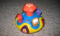 Vtech Spin n Learn - $7
Playskool musical bowl - $7
Parents Ladybug - $5
Playskool gears toy- $5
Fisher Price Music Ball - $10
Stack n Surprise Blocks- $5
Infantino Giggle Ball- $5
High chair toy- $5
Bowling Set $5