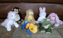 Assorted WebKinz stuffed animals - no codes attached - all for only $15.
The collection includes:
Chamelion
Love Spaniel
Chimp
Pink White Cat
Frog
Lioness
Rabbit
Li'l Kinz Canary - not pictured
From a smoke free, pet free home.
They are washed and clean.