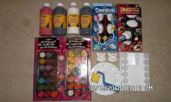 Brand-new, still in Package Art Supplies!  Perfect for your little Picasso!  Just in Time for the Holidays! 
 
Picture #1-(4pk) 16fl oz. Crayola paints, Dinosaur Paint Set with Magnet, Carnival Paint Set with Magnet, paint pallets, 2 pig head ready to