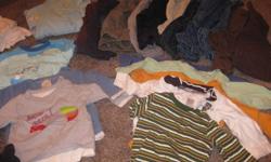 Great condition, no stains. Lots of pants and long sleeve shirts for those cooler months. Wide variety of clothing items. Includes: sleepers, diaper shirts, jumpers, onesies short and long sleeve, shorts, shoes, sleep sack, t-shirts, long sleeve shirts,