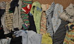 I have two boxes of boy clothes size 0-6months. Everything you will need for a spring baby. The summer clothes are a 3-6 month size. There are over 100 items of clothing and some are not shown in the picture. Everything has been washed and comes from a