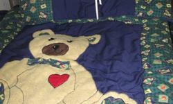 Baby Crib bedding   $7.
Teddy Bear Baby Comforter, Ruffle, Bumper Pads,
matching material crib head board, pilllow,