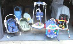 I HAVE A FEW BABY ITEMS THAT I WOULD LIKE TO SELL.
ALL HAVE BEEN USED AND IN GOOD CLEAN CONDITION
01) JOLLY JUMPER
02) SOLD - GRACO WIND UP SWING
03) GRACO TRAVEL SWING - BATTERY OPERATED
04) SOLD - GRACO BABY CAR SEAT - CARRY TYPE WITH HANDLE
05) BABY