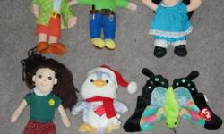 $3 EACH or 2 for $5
Some are new, all very clean
Wendy in a skirt (bob the builder)
Wendy in pants
Molly - big comfy couch - SOLD
doll with brown hair - SOLD
Care Bears cousins - penguin
TY butterfly (float)
Lizzard (Eden) - legs crinkle, approx. 12"