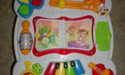 I have a leap frog learning table I paid $50.00 for it I would like $20.00
I have a fisher price jungle animal crawl cruise and go play centre I paid $80.00 I would like $35.00.
