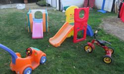 Any item for $25 OBO. Tricycle and push car. Both slides sold.