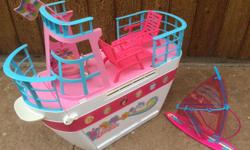 the Barbie Cruise Ship. Great condition. All accessories are included, they're packed inside the cruise ship.
My daughter has out-grown it.
(the wind surf board wasn't included in the kit when it was first purchased, but I'm including it now).