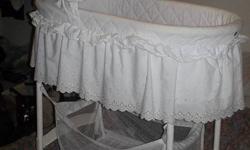 Bassinet For Sale in very good condition from a nonsmoking home, it can rock or be stationary.  Plays music. Comes with 2 bassinet mattress covers. $60