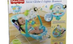 Brand New In Box!
Fisher-Price Precious Planet Snow Globe and Lights Bouncer  ... 
Â·         Interactive toy soothes and delights your baby with colorful animal friends and scenery
Â·         Magical snow globe, light-up aquarium, and lots of motion keep