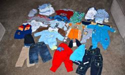 Boy Clothes 3-6 months old
Lot of boys clothes in great condition. Non-smoking, no-pet household.
Includes:
- 9 pair of pants
- 1 vest
- 3 hoodies/sweaters
- 20 onesies
- 2 pair of shoes
- 8 shirts
- 10 sleepers