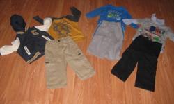 These are all size 18 months,, in great shape no stains
1st photo- 3 piece outfit from winners paid 25.00 , two piece hockey outfit from sears paid 10.00, and two piece dress up set with long sleeve and button up shirt paid 25.00
2nd photo- two brooklyn