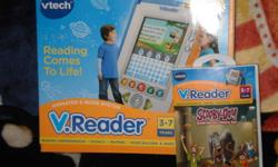 BRAND NEW VTECH VREADER PLUS  SCOOBY DOO CARTRIDGE. UNOPENED. RETAIL FOR $89.99 FOR VREADER AND $19.99 FOR SCOOBY DOO. SMOKE FREE HOME WILL SELL FOR $60 FIRM .PENETANG GREAT FOR A CHRISTMAS GIFT