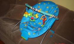 This beautiful and very bright Bright Starts bouncer was very gently used for only a couple of months. It is very clean ? like new. Smoke free, pet free home.