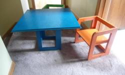 Solid wood table and 2 chairs