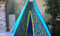 childrens custom made tee-pee for sale.   In as-new condition.  Collapsable for storage.
$40.00