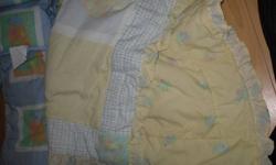 2 piece neutral crib set (blue / yellow with bug pattern/design)
fitted mattress cover and comforter.
PICK UP ONLY!