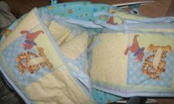 blue whinnie the pooh crib set Bumper pads, quilt and fitted sheet. Good Condition.  asking 60  please call email or txt me if interested
check out my other ads :)
