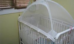 In very good condition. used to keep cat from sleeping in the crib. Has a zipper opening, so it can be permanently installed. can also be used to keep the child in the crib, and not climbing out.
 
could also be used to keep bugs away from infant (place