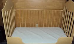 Bed and matress in great shape. Bought mattress new. Mattress is the more expensive firm one. No rips or holes. Still like new.Use as a crib then replace the one side with the bed rail when needed as a toddler bed. Toddler doesn`t need to get used to a