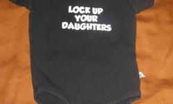 Gently used 3-6 month onesie.  Black with white lettering.
 
$5.00