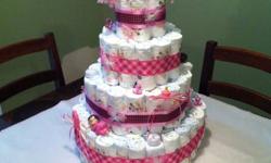 I am selling diaper cake perfect gift for baby shower. This 4-tier diaper cake includes:
- 120 size 3 huggies diapers
- 2 fisher price bottles
- 2 Johnson`s baby powders
- pink baby booties
- 2 washcloths
- pink butterfly blanket
- decorations
Free