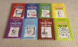 8 Diary of a Wimpy Kid books in good condition . The price is aiming for 40, so if you think it should be cheaper, reply and tell what you think it should be , and I will try to make it happen! ?