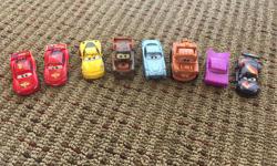 Very loved toy cars from the Disney movies. We have ended up with duplicates, and my three year old has decided he would like to offload a few. They are well-used...scratched, bumped and dented...but still lots of fun left in them.