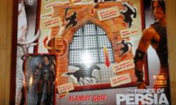 This playset is based on the Disney movie PRINCE of PERSIA & includes a 4" PRINCE DASTAN with swords & ALAMUT GATE. Actions include moving gate with turn crank, moving stairs, stone catapult & stone dropper, etc.. Please see pics for details. We would