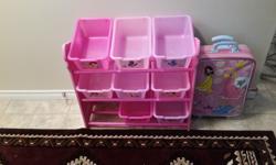 I have a Dora the explore toy bin holder paid $60 asking $40 also comes with a princess suitcase