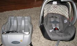 EvenFlo Baby Car seat with base.    Simply put,  the base stays in the vehicle strapped in.  The baby seat simply and safely snaps in and out of the base with an easy pull of the red handle shown on the back of the seat in picture 4.
All in good