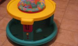 Excersaucer for sale in good shape and clean. Lots of tray space for kids to have snacks or toys on. Good for your little one in your home or at granny's house. Asking $20.00 or best offer. FROM A NON SMOKING HOUSE.