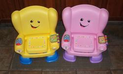 IN MINT CONDITION!
I have 1 Fisher-Price - Laugh & Learn - Smart Stages
Chair for sale for $15.00 each! pink color
(THE YELLOW ONE IS SOLD!!!!!).
Features *
50+ sing-along songs, tunes & phrases
* Includes Smart Stages? technology - learning content