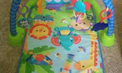 Fisher Price kick and play piano mat. Comes with all original parts, everything works perfect and no stains or tears. Excellent used condition. Mat is removable and washable, toys are interchangeable and piano can come right off or turn to 90Â° for sitting