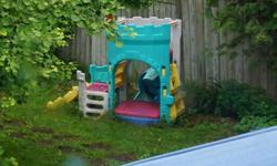 Plastic castle by Fisher Price with sandbox, slide and climbing structure. For younger kids. In great condition, just a bit of dirt on it. It's at the end of our driveway so please feel free to pick up any time and leave $40 in the mailbox. Will provide