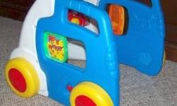 * Very Fun Walker
* Looks like a vehicle
* Moving Steering Wheel, Adjustable Side view Mirror and Horn
* Pretend Cell Phone and Holder
* Cleaned and comes from smoke-free home
* Great even after they learn to walk, toddlers like to pretend they are
