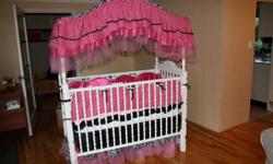 This funky baby girl set was inspired by walking past an exclusive baby shop and spotting the perfect crib set!  The price was almost a thousand dollars.  So I made it for my new granddaughter to-be which turned out to be my grandson.  It still cost me