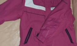 Dark pink, white and black girls Columbia winter jacket in great shape, size 4T. Asking 30.00