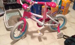 Hardly used. I would say age 3-6 maybe. Comes with steamers, training wheels and a bell. If I am measuring right, it would be a 12"-13" bike.
Email or text please.