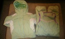 I have a Columbia two piece snow suit for sale. Size 4/5 was worn for one winter. There is no stains or rips in it. Smoke free and pet free home. Mint green, white and purple.
Please email for more information.