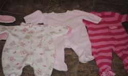 Six pair of sleepers for your little girl ranging in size from 3 months to 12 months (one larger pair but size is unknown).  In gently used condition but still in great shape.
 
Thanks for looking!