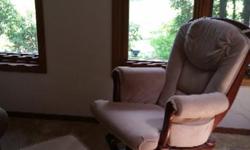 In good condition, glider chair & glider footstool with microfiber upholstery.